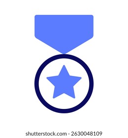 Award medal with star. Business style. Trophy, winner award, victory, order, medal, badge, emblem. First place. 1st. Vector illustration in flat style isolated on transparent background