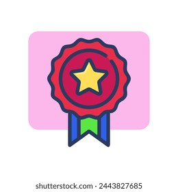 Award medal thin line icon. Star, trophy, prize outline sign. Triumph or achievement concept. Vector illustration symbol element for web design and apps