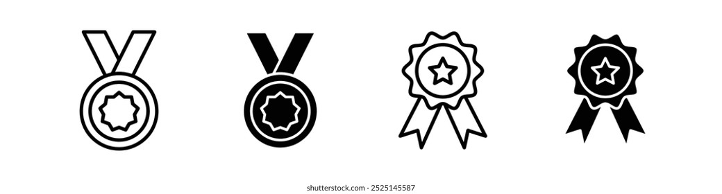 Award medal vector filled and outlined icons collection set