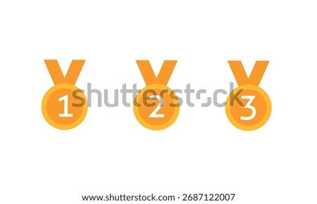 Award medal vector with numbers 1,2 and 3 suitable for achievements, competitions, championships 
