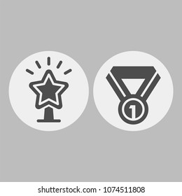 Award, medal, winner, victory flat vector icons