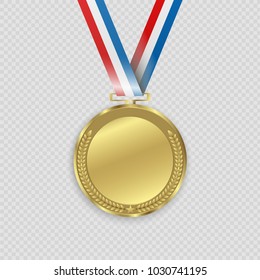 Award medals isolated on transparent background. Vector illustration of winner concept.