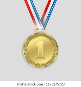 Award medals isolated on transparent background. Vector illustration of winner concept.