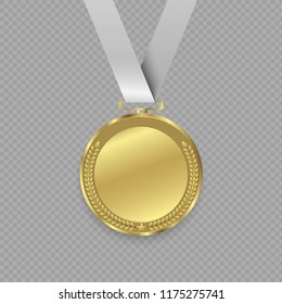 Award medals isolated on transparent background. Vector illustration of winner concept.
