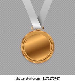 Award medals isolated on transparent background. Vector illustration of winner concept.
