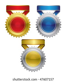Award medals with ribbon - vector illustration