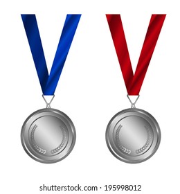 Award Medals Set, Silver Medal with ribbon,