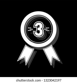 Award medals. White flat simple icon with shadow