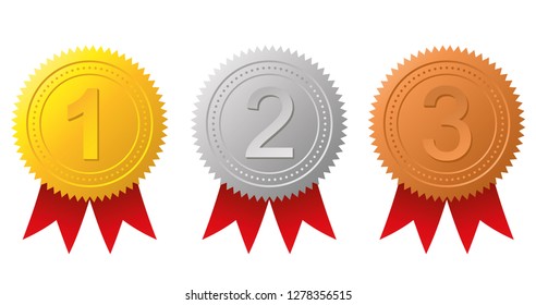 Award medals-gold, silver and bronze. Gold seal. Vector illustration