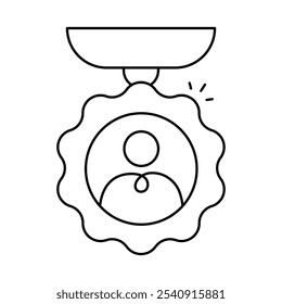 Award of Merit Icon – Medal with Gear, Representing Excellence, Recognition, and Achievement
