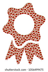 Award mosaic of tomato. Vector tomato vegetable symbols are combined into award mosaic. Natural vector illustration.