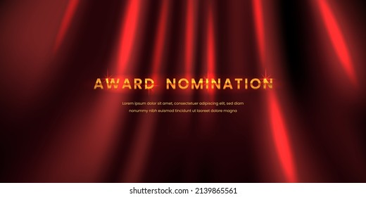 Award nomination ceremony with elegant luxury wave red silk curtain background stage. presentation for music or film festival.