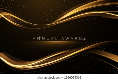 Award nomination ceremony luxury background with golden glitter sparkles