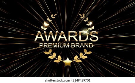 Award nomination with laurel wreath and falling confetti. Vector illustration.