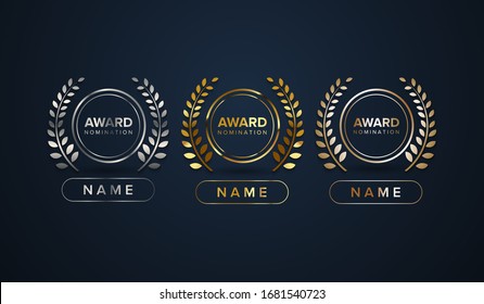 Award nomination logo type. Award nomination with gold, silver and bronze. 