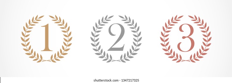 Award numbers logotype set. Isolated elegant abstract nominee graphic design template. 1st 2nd 3rd place cup symbol. Festival congratulating framed template. Celebrating decorative tradition greeting