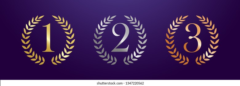 Award numbers logotype set. Isolated elegant abstract nominee graphic design template. 1st 2nd 3rd place cup symbol. Festival congratulating framed template. Celebrating decorative tradition greeting.