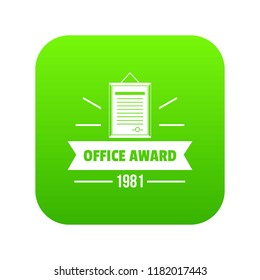 Award office icon green vector isolated on white background