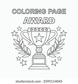 Award outline children coloring book page line art drawing Vector illustration.