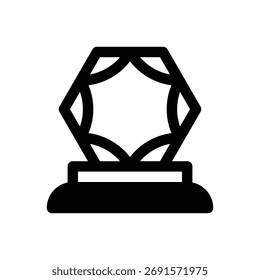 Award. Outlined stroke vector icon with black-filled details.