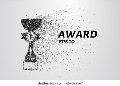 The award of the particles. The award consists of circles and points. Vector illustration