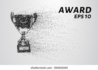 The award of the particles. Sports trophy consists of dots and circles.