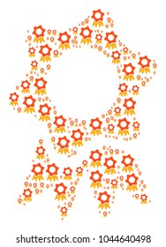 Award pattern made in the set of award pictograms. Vector iconized collage created with simple design elements.