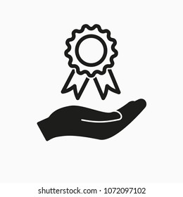 Award pictogram, quality mark symbol, medallion vector icon