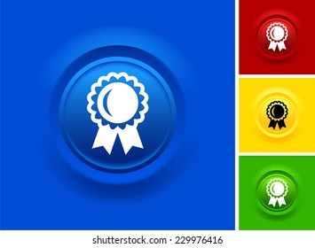 Award Pin on Blue Bevel Round Button
