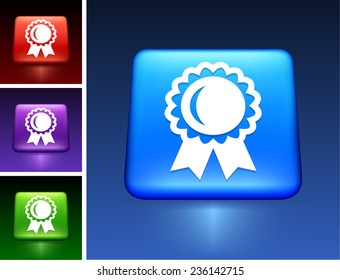 Award Pin on Blue Square Button