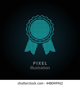Award - pixel icon. Vector Illustration. Design logo element. Isolated on black background. It is easy to change to any color.