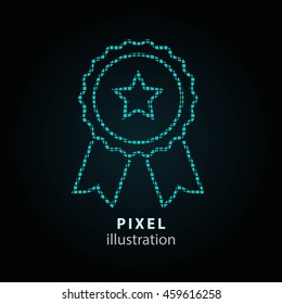 Award - pixel icon. Vector Illustration. Design logo element. Isolated on black background. It is easy to change to any color.