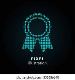 Award - pixel icon. Vector Illustration. Design logo element. Isolated on black background. It is easy to change to any color.