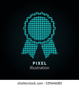 Award - pixel icon. Vector Illustration. Design logo element. Isolated on black background. It is easy to change to any color.