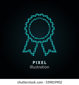Award - pixel icon. Vector Illustration. Design logo element. Isolated on black background. It is easy to change to any color.