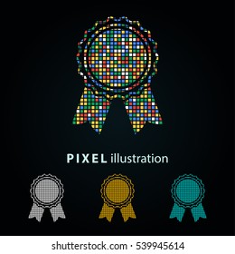 Award - pixel icon. Vector Illustration. Design logo element. Isolated on black background.