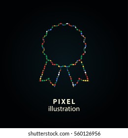 Award - pixel icon. Vector Illustration. Design logo element. Isolated on black background. It is easy to change to any color.