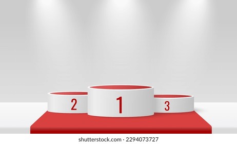 Award podium to show product with natural light background. White minimal scene for product display presentation. Concept of leadership, success,winner and victory