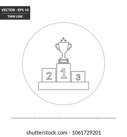 Award podium thin line flat icon. Vector Illustration.