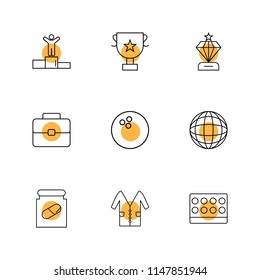 Award Position Breifcase MedicineTrophy  diamond bowling ball   globe world  lab coat  medical  logo design vector sign label symbol iconillustration graphic style