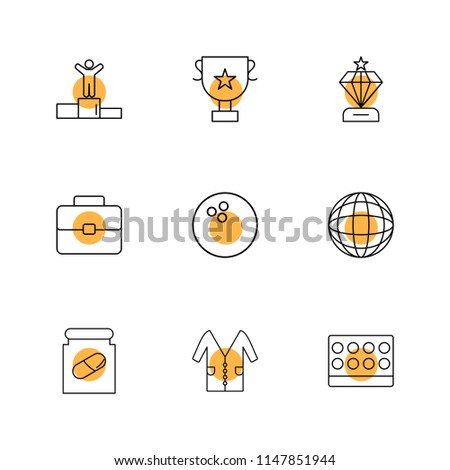 Award Position Breifcase MedicineTrophy  diamond bowling ball   globe world  lab coat  medical  logo design vector sign label symbol iconillustration graphic style