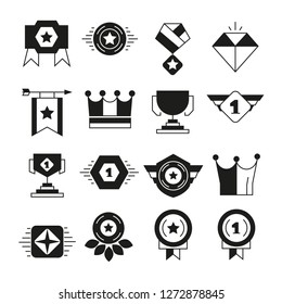 award and prize icons set 