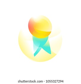 Award for the prize place. Ribbon of the winner. Sports trophy. Vector flat icon with gradient, isolated on white background. Fashionable style. Icons for website and print.