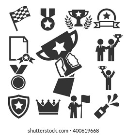award, prize, reward icon set