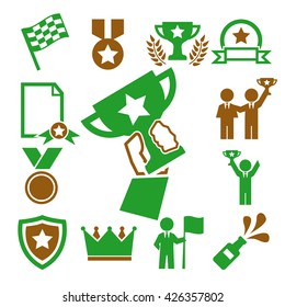 award, prize, reward icon set