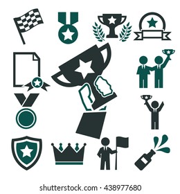 award, prize, reward icon set