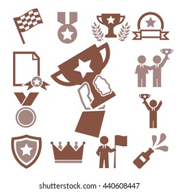 award, prize, reward icon set