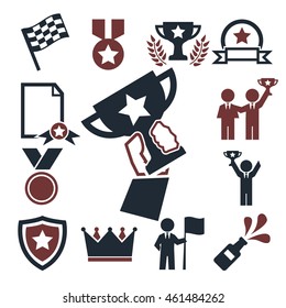 award, prize, reward icon set