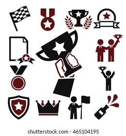 award, prize, reward icon set