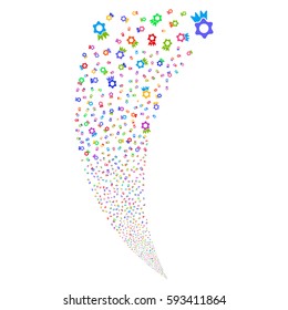 Award random fireworks stream. Vector illustration style is flat bright multicolored iconic symbols on a white background. Object fountain created from scattered icons.